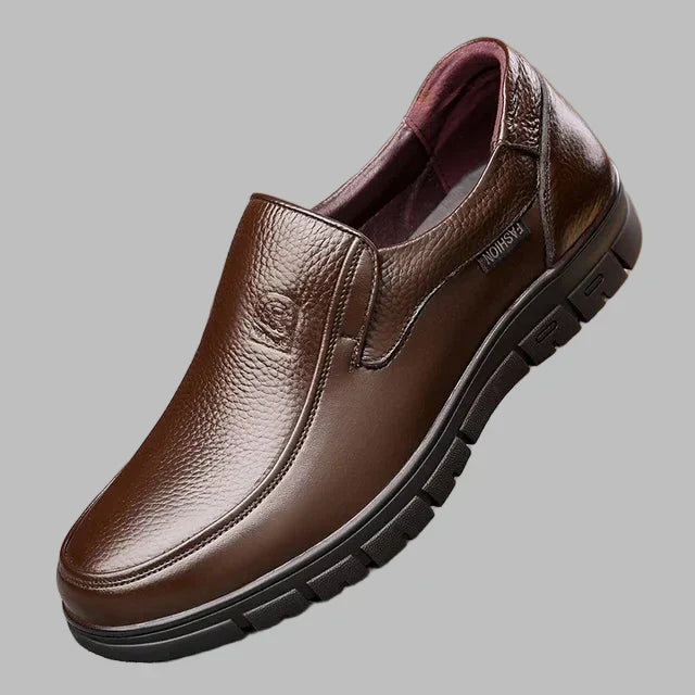 | Polished Leather Slip-On Loafers