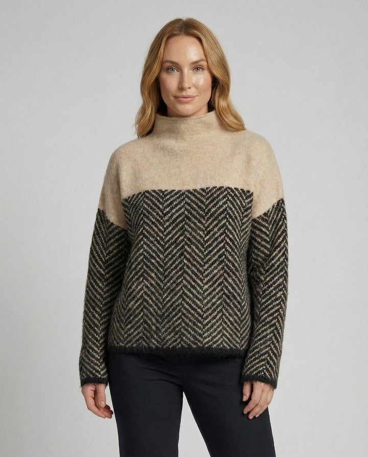 | Women's Mock Neck Knitted Pullover Sweater