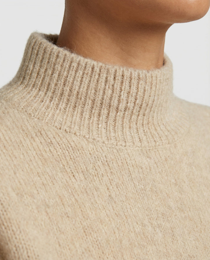 | Women's Mock Neck Knitted Pullover Sweater