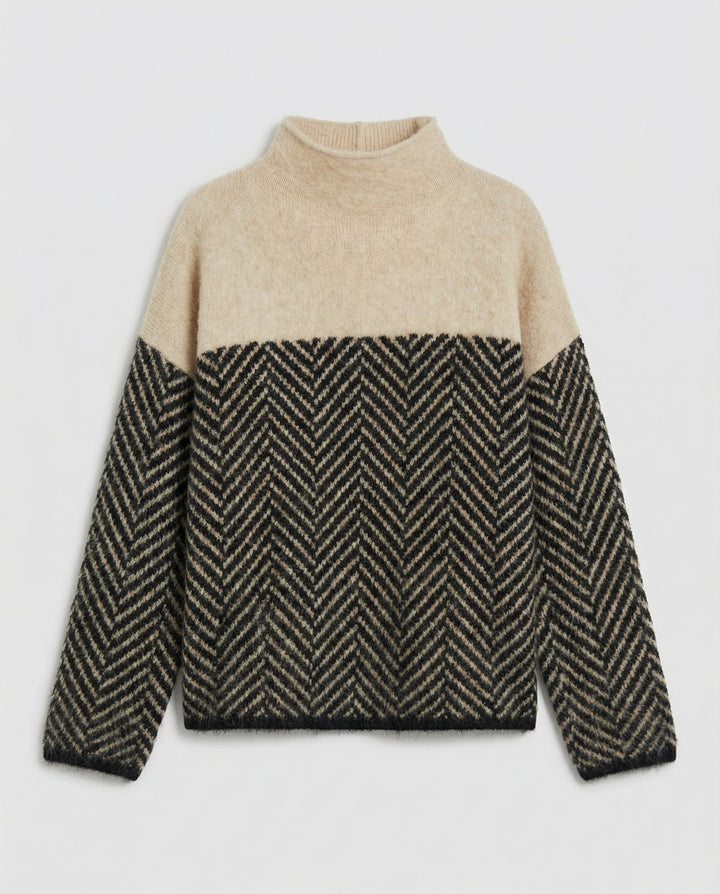 | Women's Mock Neck Knitted Pullover Sweater