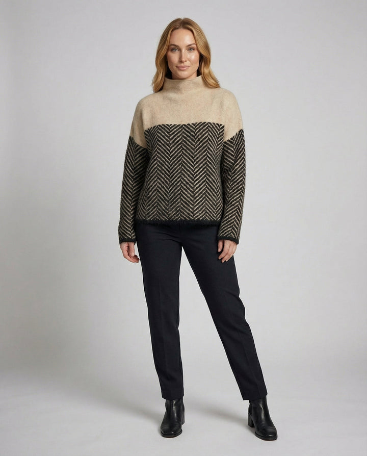 | Women's Mock Neck Knitted Pullover Sweater