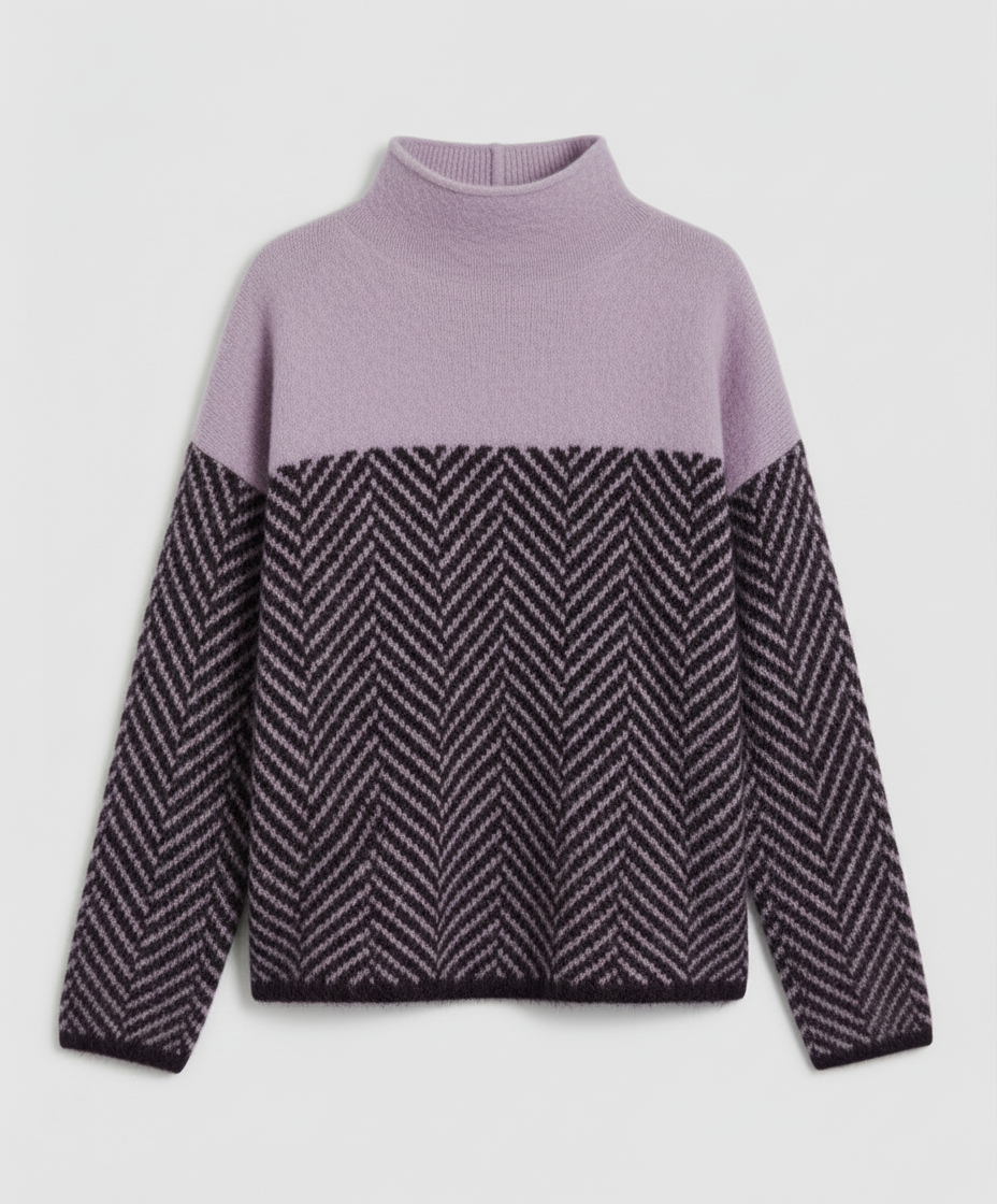| Women's Mock Neck Knitted Pullover Sweater
