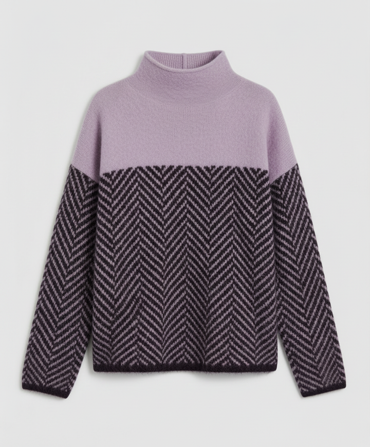| Women's Mock Neck Knitted Pullover Sweater