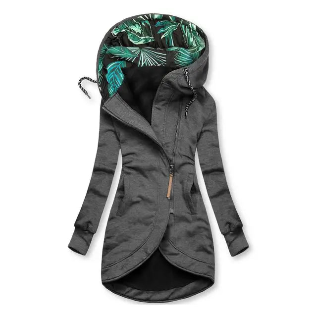 | Women's Asymmetrical Zipper Long Hoodie