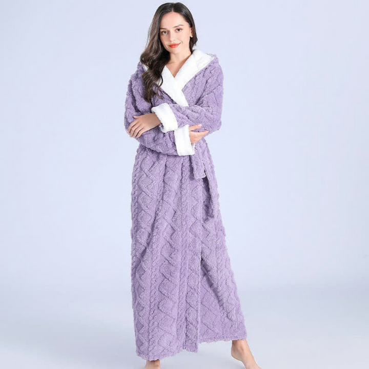 | Women's Cozy Hooded Robe to the Ankles
