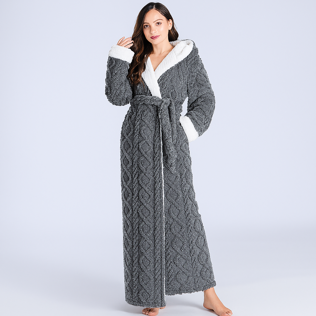 | Women's Cozy Hooded Robe to the Ankles