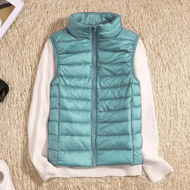 | Women's Down Vest with Stand Collar