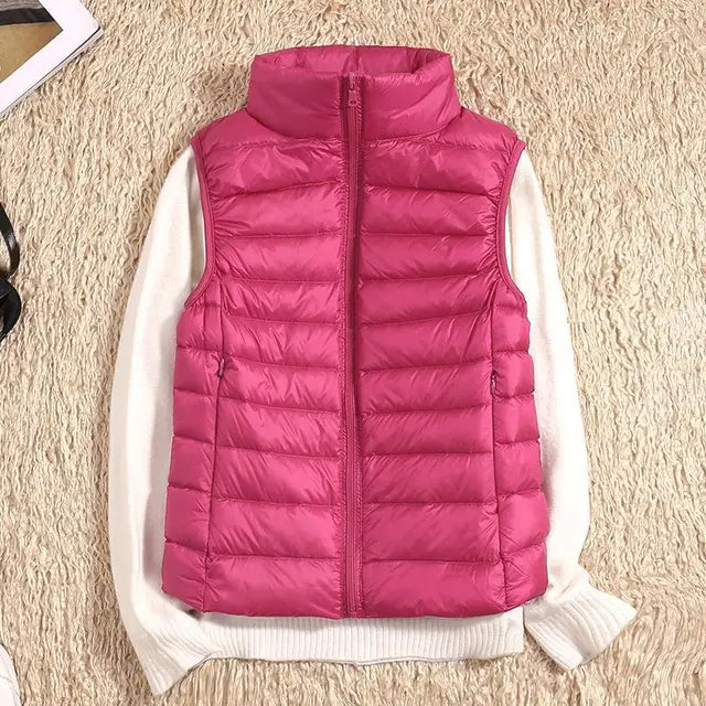 | Women's Down Vest with Stand Collar