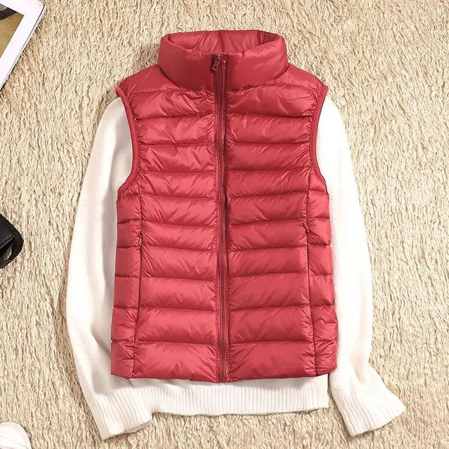 | Women's Down Vest with Stand Collar