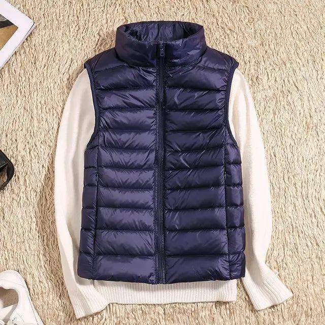 | Women's Down Vest with Stand Collar