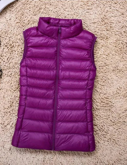 | Women's Down Vest with Stand Collar