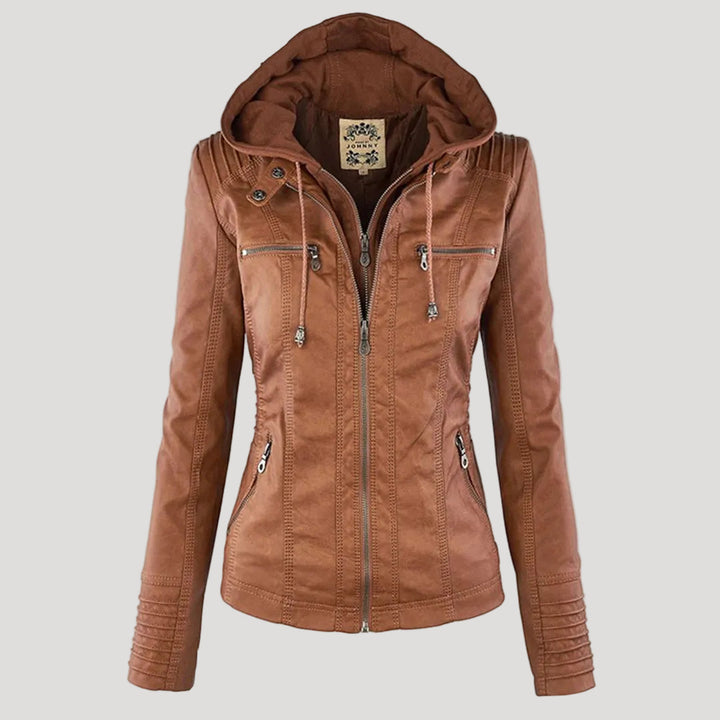 | Padded Faux Leather Jacket for Women