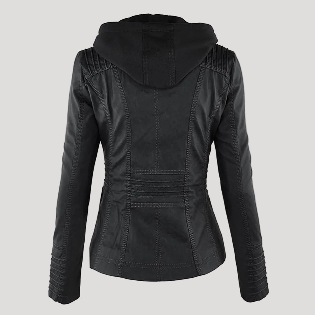 | Padded Faux Leather Jacket for Women