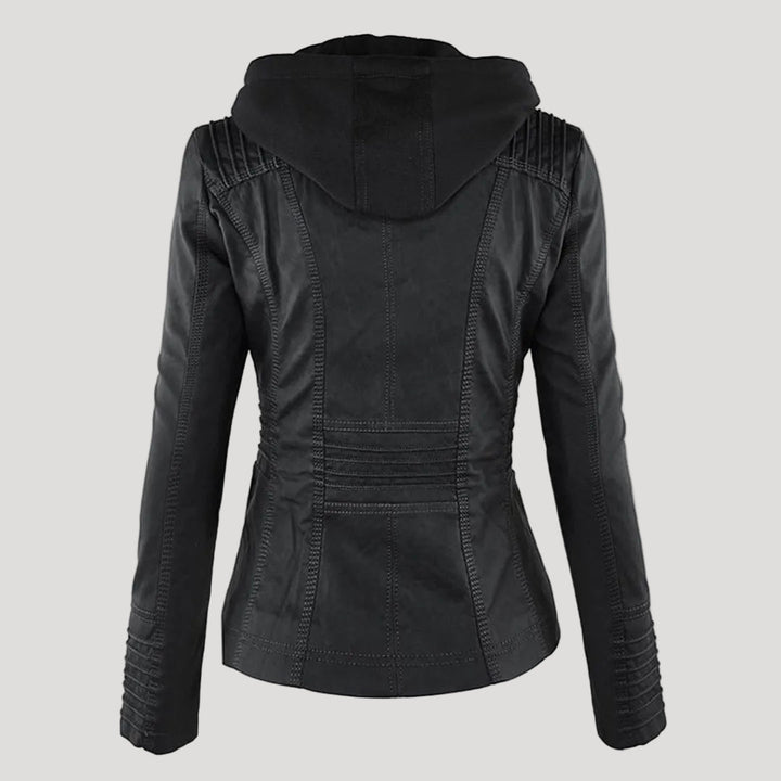 | Padded Faux Leather Jacket for Women