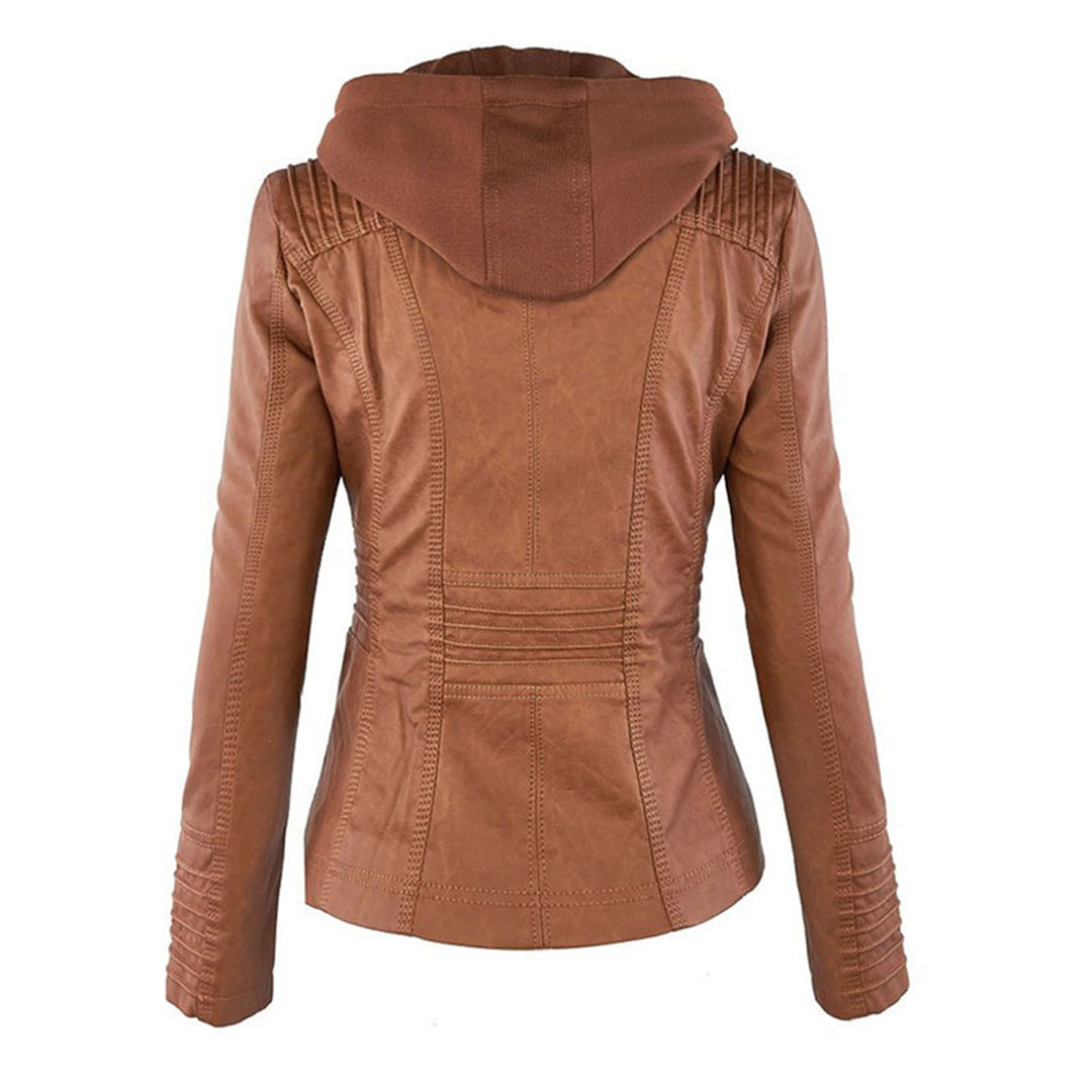 | Padded Faux Leather Jacket for Women