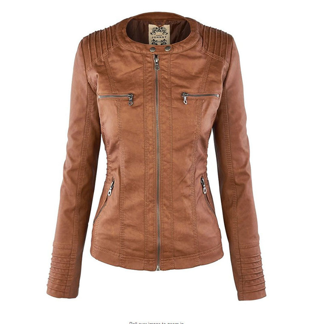 | Padded Faux Leather Jacket for Women