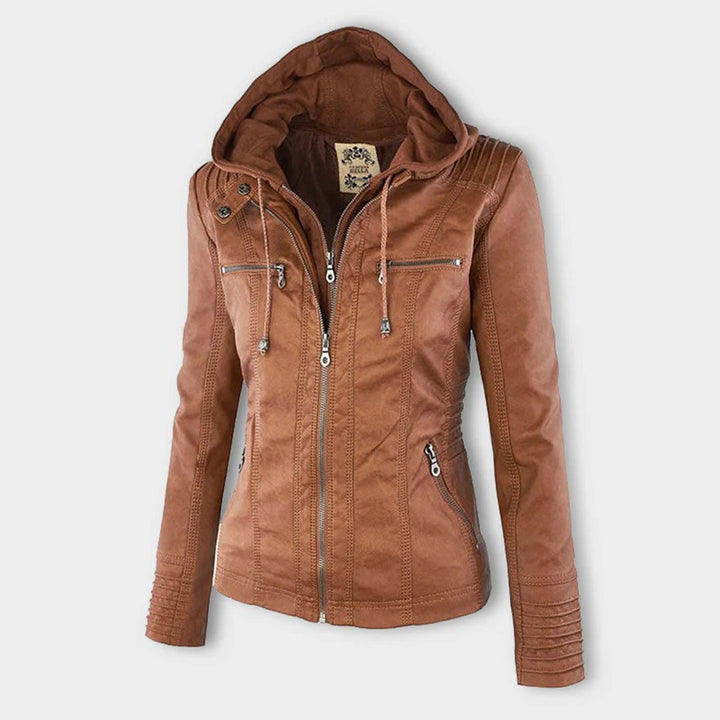 | Padded Faux Leather Jacket for Women