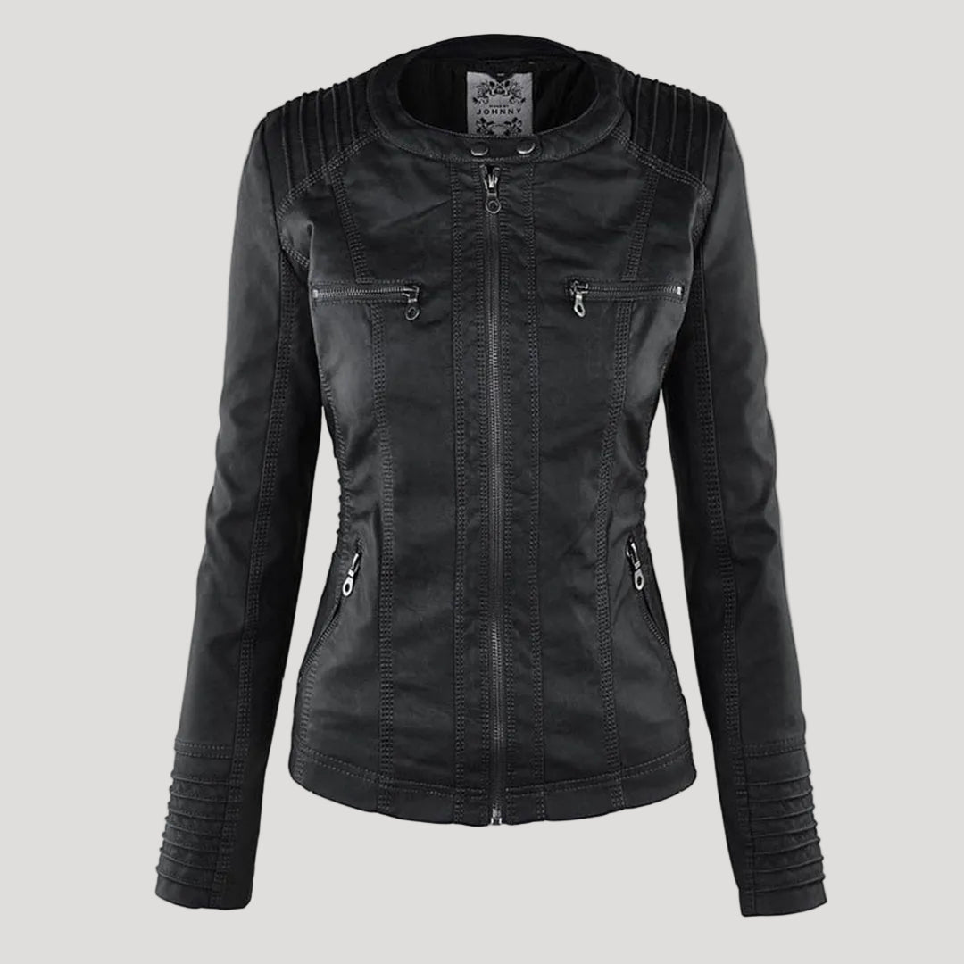 | Padded Faux Leather Jacket for Women