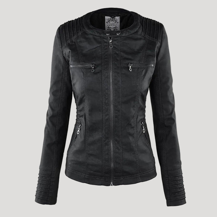 | Padded Faux Leather Jacket for Women