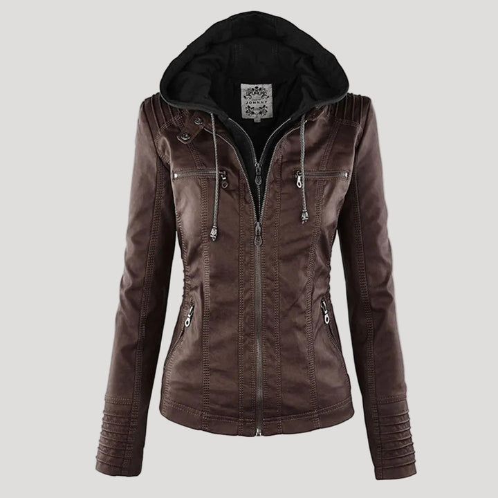 | Padded Faux Leather Jacket for Women