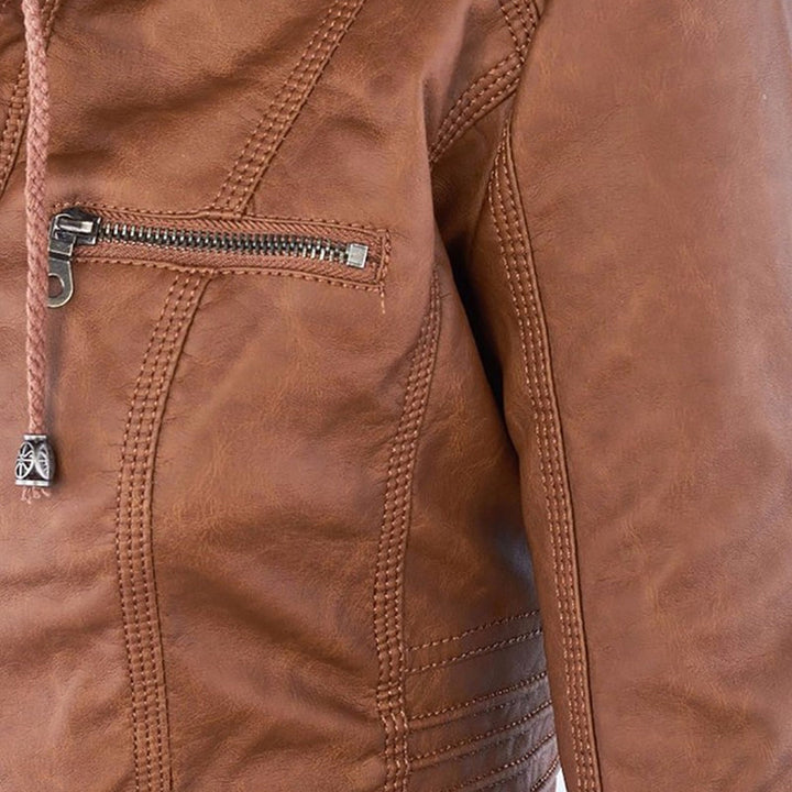 | Padded Faux Leather Jacket for Women