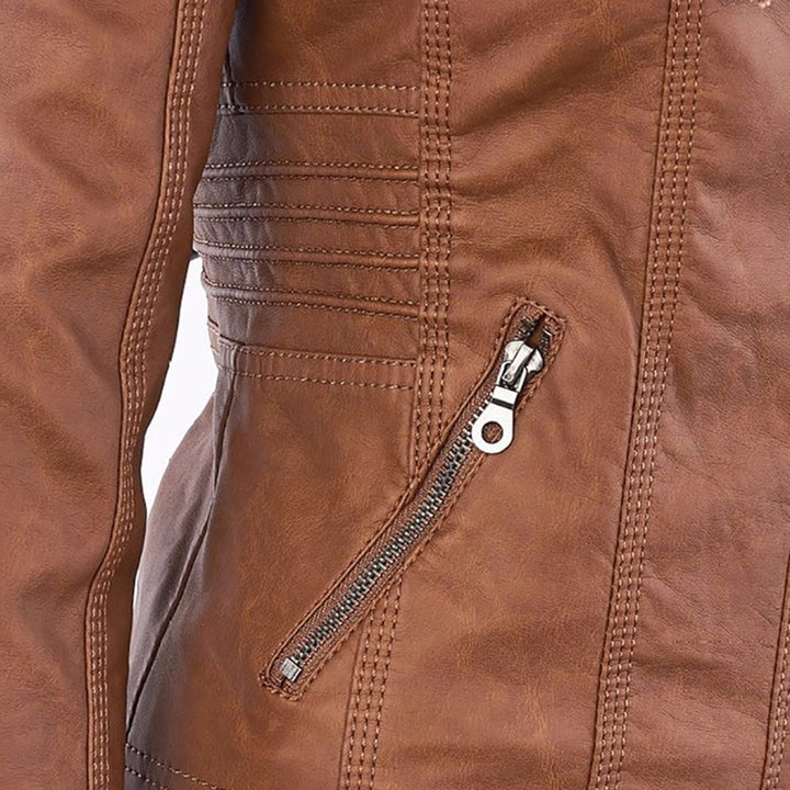 | Padded Faux Leather Jacket for Women