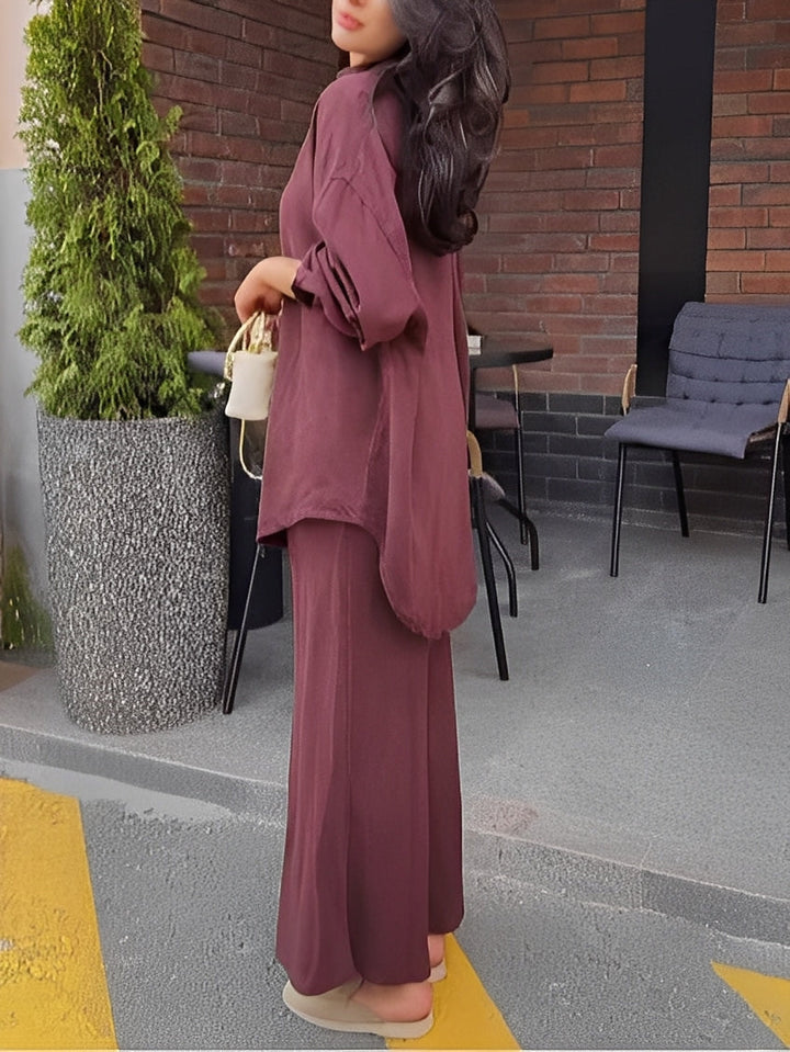 Chloe | Long-Sleeved Shirt and Skirt Set with Tie-Drawstring and Coordinated Design