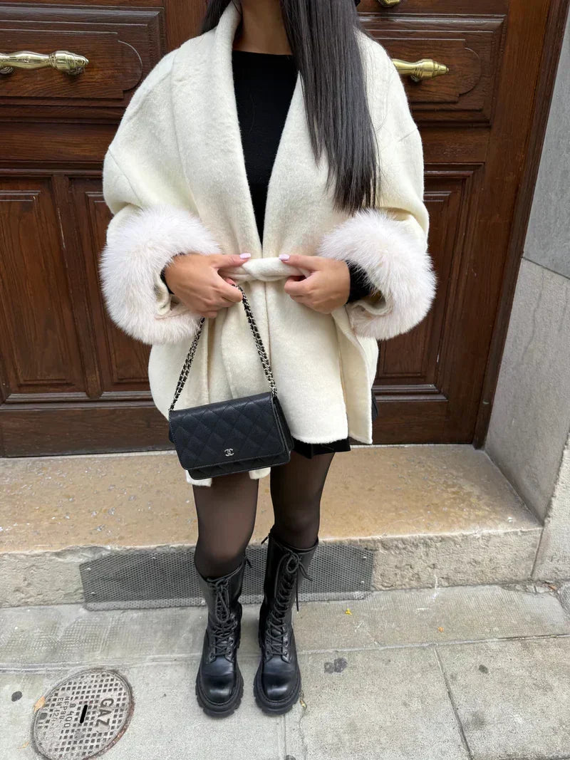 Ladies Winter Coat with Faux Fur Collar