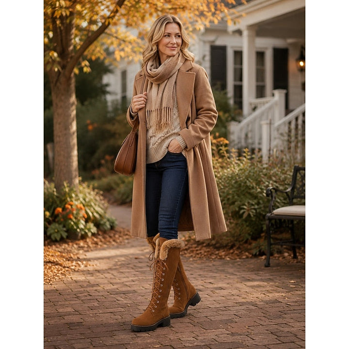 Aurelia | Cozy Knee-High Boots with Laces for Winter