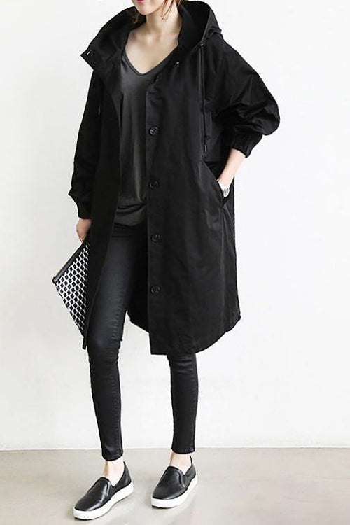 | Mid-Length Casual Hooded Jacket