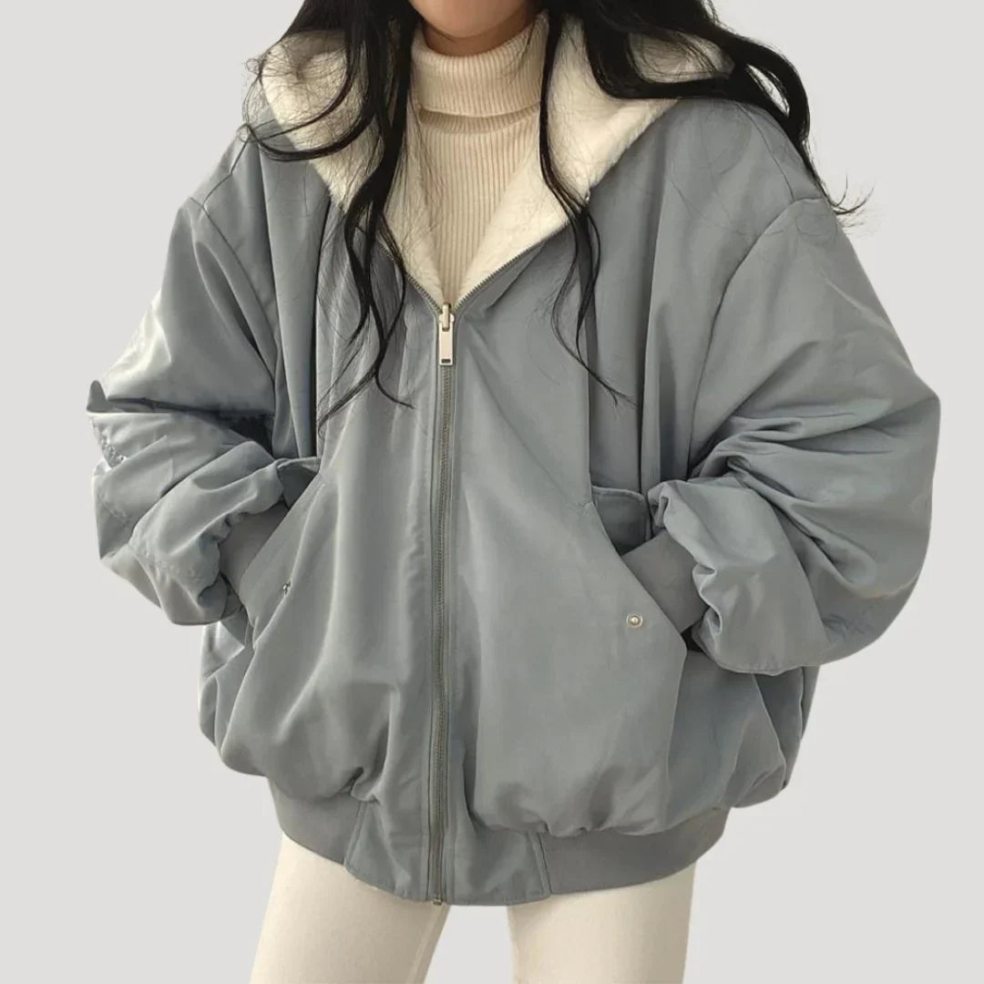 | Oversized Sherpa Lining Winter Bomber Jacket