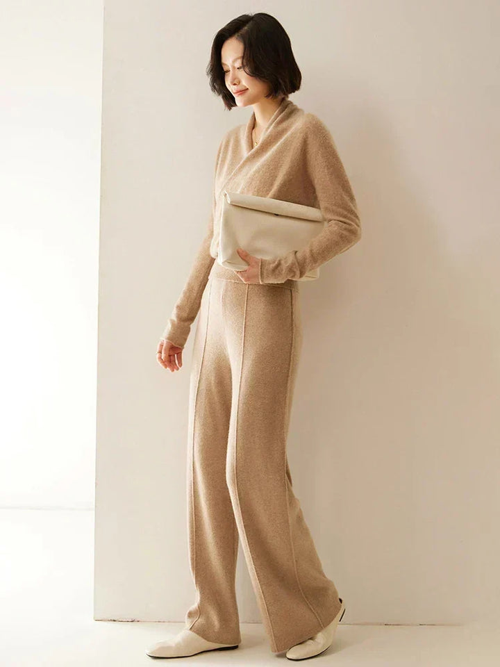 Women's Fuzzy Knit Sweater with Wrap Front and V-Neck