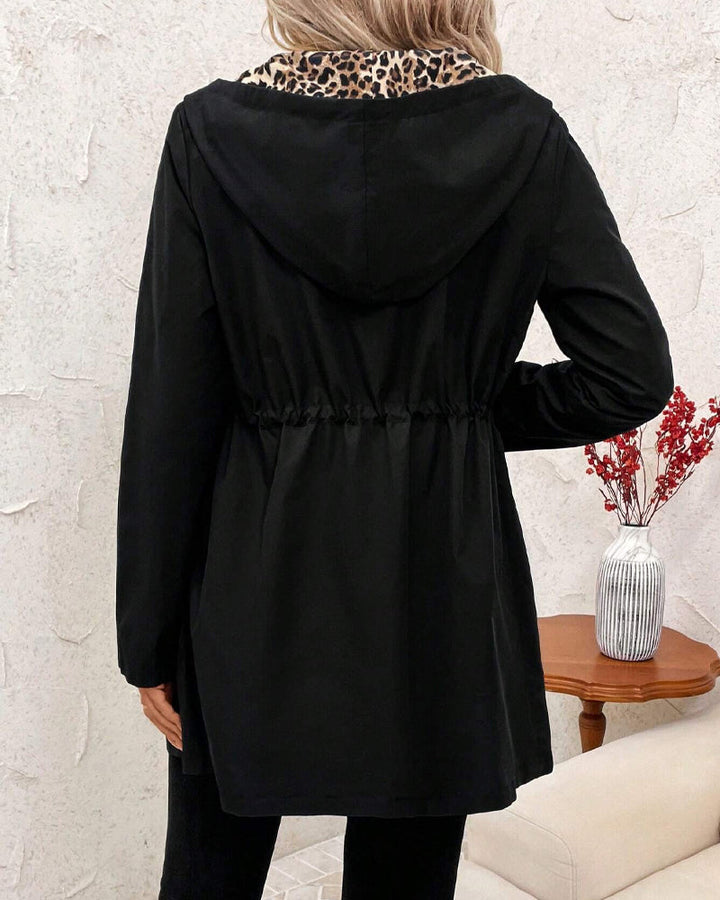 Ladies Reversible Polyester Jacket with Hood and Zipper Pockets
