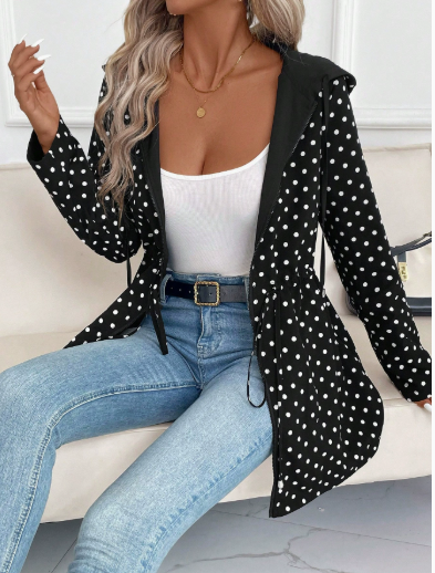 Ladies Reversible Polyester Jacket with Hood and Zipper Pockets