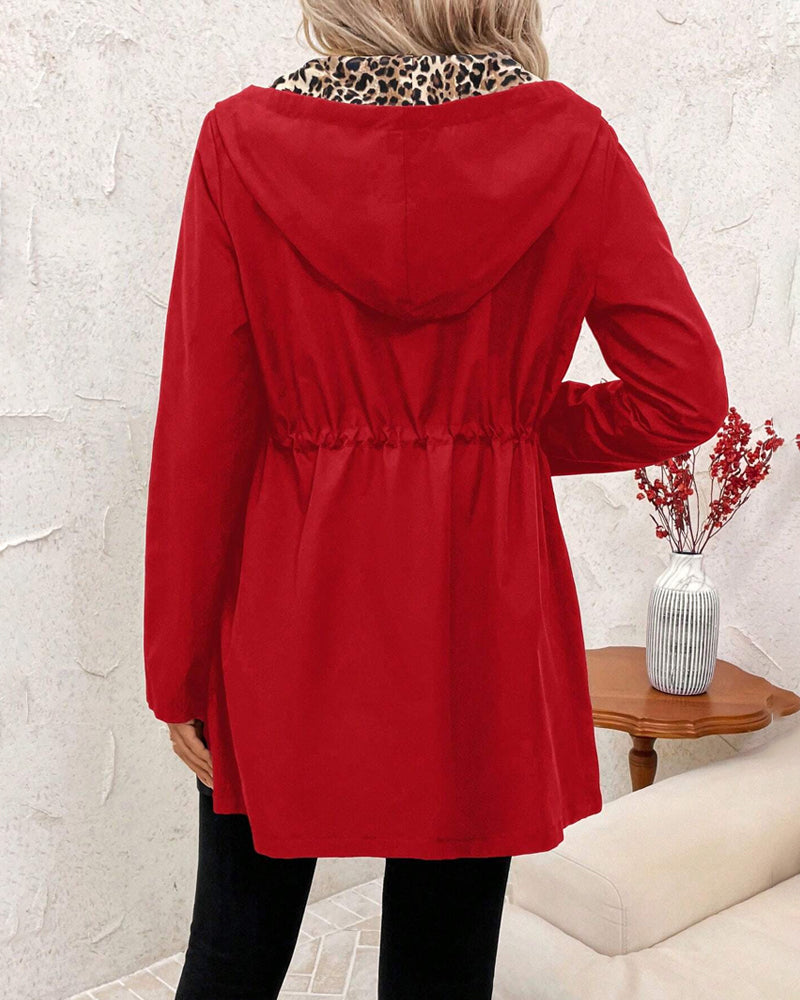 Ladies Reversible Polyester Jacket with Hood and Zipper Pockets