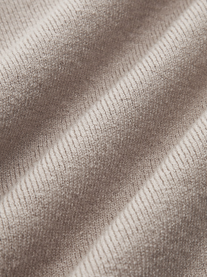 Women's Ribbed Sweater with Stand-Up Collar and Long Sleeves