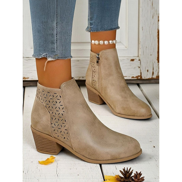 Hollis | Cutout Low Heeled Ankle Boots