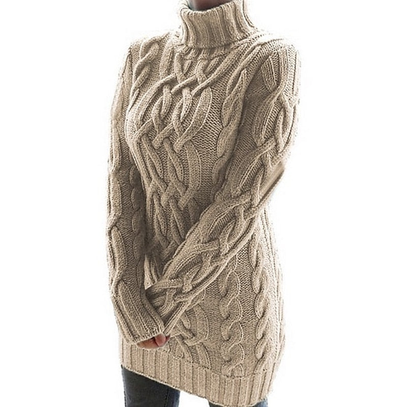Thea | Cable Knit Turtleneck Dress