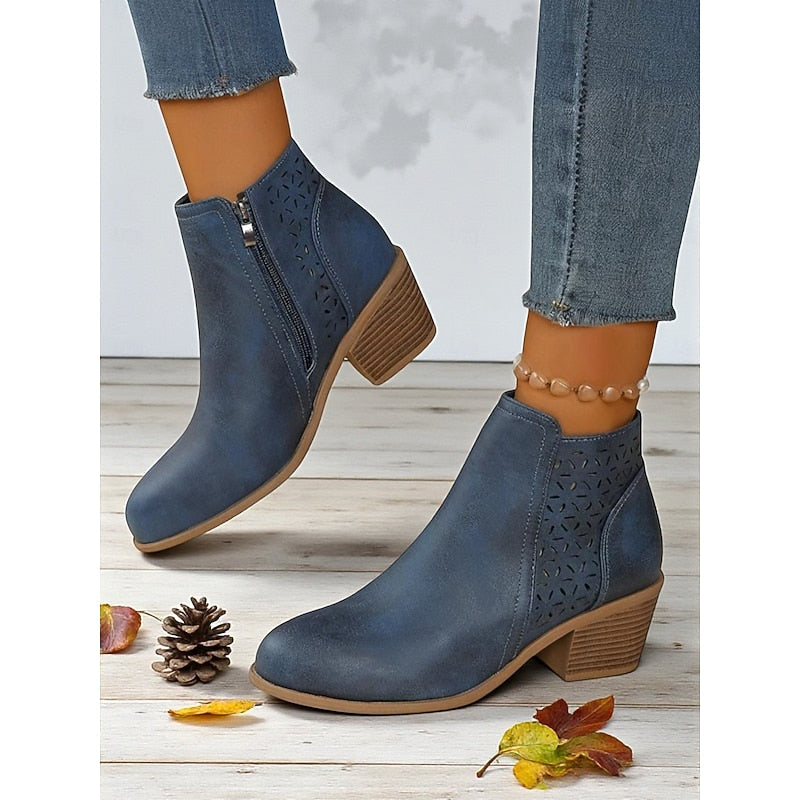 Hollis | Cutout Low Heeled Ankle Boots