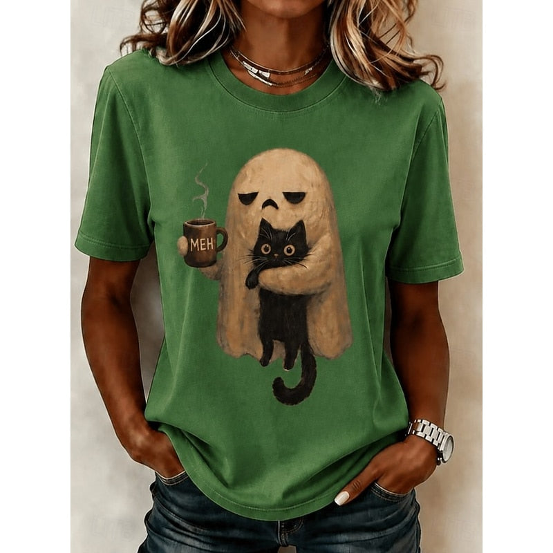 Phoebe | Ghost Cat Halloween T-shirt