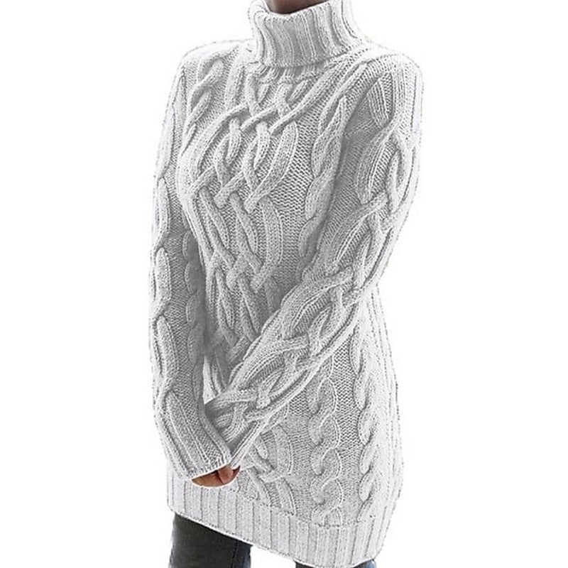Thea | Cable Knit Turtleneck Dress
